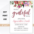 floral appreciation luncheon invitation wildflowers lunch brunch dinner invite